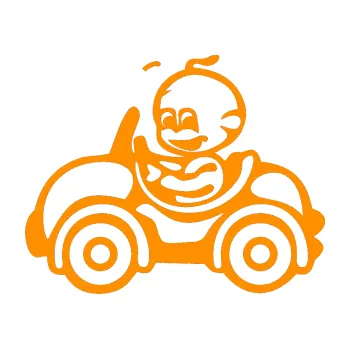 Samolepicí dekorace na vozidlo Dítě v autě 041 levá chlapeček v autíčku (06 - oranžová) SAMOLEPKA NA AUTO, NÁLEPKA, FÓLIE, POLEP, TUNING, VLASTNÍ TEXT, TISK, AUTOSAMOLEPKY.cz, POLEPY, OBRÁZEK, LOGO, 3D STICKERS