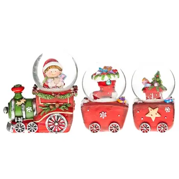 Vánoční dekorace Decorium Sněžítko mašinka s vagónky 16,5 x 5 cm