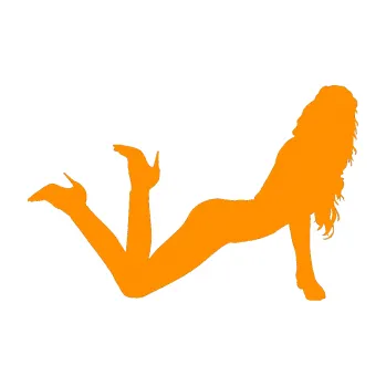 Polep vozidla Erotická žena 030 pravá (06 - oranžová) SAMOLEPKA NA AUTO, NÁLEPKA, FÓLIE, POLEP, TUNING, VLASTNÍ TEXT, TISK, AUTOSAMOLEPKY.cz, POLEPY, OBRÁZEK, LOGO, 3D STICKERS