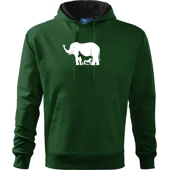 Pánské oblečení Slon, pes, kočka - Mikina pánská Cape s kapucí - 3XL ( Lahvově zelená )