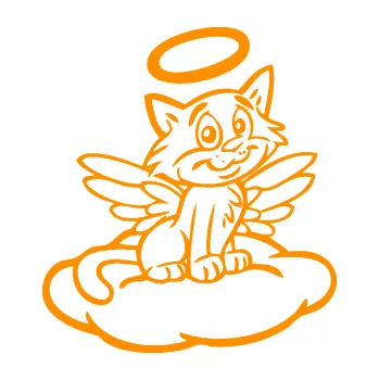 Samolepící dekorace SAMOLEPKA Kočka 020 pravá andílek na obláčku (06 - oranžová) NA AUTO, NÁLEPKA, FÓLIE, POLEP, TUNING, VLASTNÍ TEXT, TISK, AUTOSAMOLEPKY.cz, POLEPY, OBRÁZEK, LOGO, SAMOLEPKY