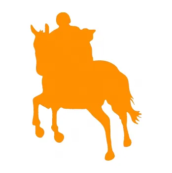 Samolepící dekorace Kůň 021 levá s jezdcem (06 - oranžová) SAMOLEPKA NA AUTO, NÁLEPKA, FÓLIE, POLEP, TUNING, VLASTNÍ TEXT, TISK, AUTOSAMOLEPKY.cz, POLEPY, OBRÁZEK, LOGO, 3D STICKERS