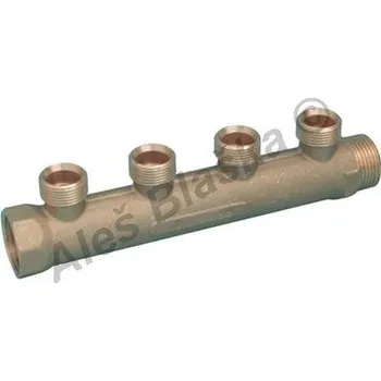 rozdělovač topení TIEMME - Itálie | Rozdělovač mosazný, tělo 1", vývody 3/4"-eurokonus, pro podlahové topení, rozvody vody - 3 - cestný TM1884