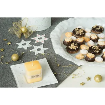 Skleněný tác bílý POLAR - zlaté spirály