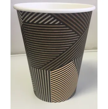 Jednorázové nádobí Kelímek na horké nápoje pruhy 300ml (cena za 50ks)