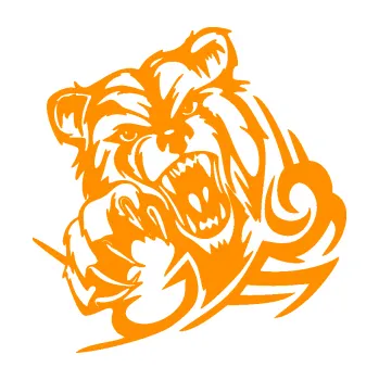 Samolepící dekorace SAMOLEPKA Medvěd 006 levá tribal bear (06 - oranžová) NA AUTO, NÁLEPKA, FÓLIE, POLEP, TUNING, VLASTNÍ TEXT, TISK, AUTOSAMOLEPKY.cz, POLEPY, OBRÁZEK, LOGO, SAMOLEPKY