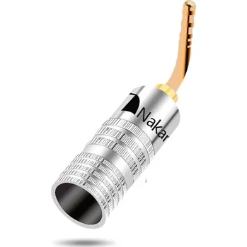 Elektrický konektor Reproduktorový banánek s pinem 2mm Nakamichi černý pozlacený šroubovací