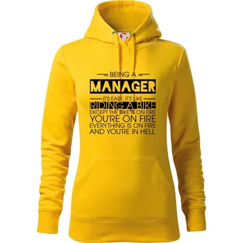 Dámská mikina Being a manager - bike - Mikina dámská Cape s kapucí - S ( Žlutá )
