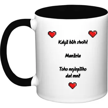 Hrnek malý barevný s potiskem Manžel Valentýn