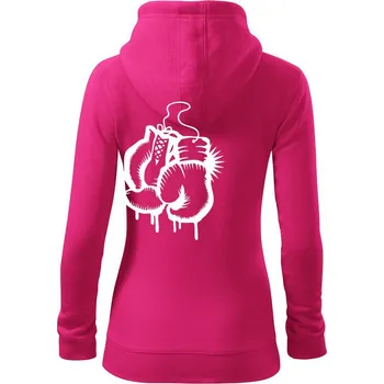 Dámská mikina Box rukavice - Dámská mikina trendy zipper s kapucí - 2XL ( Purpurová )