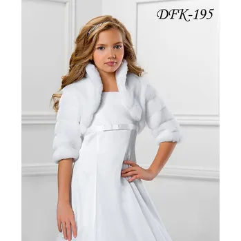 Dívčí šaty Dětské kožešinové svatební bolerko s 3/4 rukávem DFK-195 Barva: bílá, Vybraná velikost: velikost 158