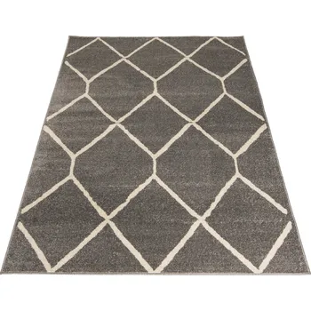 Koberec Moderní koberec SPRING - tmavě šedý - mřížka 1 Rozměr koberce: 80x150 cm