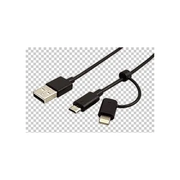 Datový kabel USB 2.0 kabel USB A(M) - microUSB B(M), s redukcí pro Apple Lightning, 1m