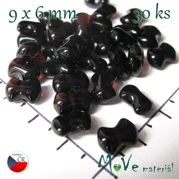 Dětské navlékací korálky České skleněné korálky mašlička 9x6mm, 30ks hnědý