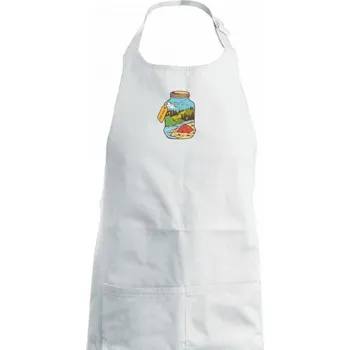 Kuchyňská zástěra 100 procent natur - Dámská zástěra na vaření - Univerzální velikost ( Bílá )