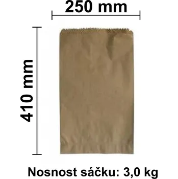 Sáčky kupecké papírové 250 x 410 mm 3,0 kg hnědé [1kg,cca50 ks]