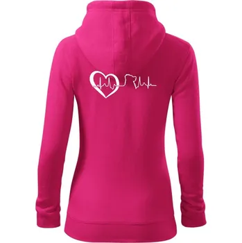 Dámská mikina Bernský salašnický pes EKG - Dámská mikina trendy zipper s kapucí - S ( Purpurová )