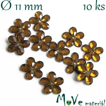 Květina plast 11mm našívací 10 ks okrová