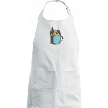 Kuchyňská zástěra Hrnek plný dobrodružství - Dámská zástěra na vaření - Univerzální velikost ( Bílá )