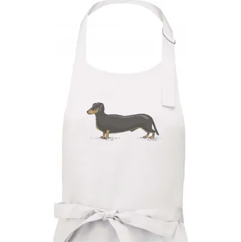 Kuchyňská zástěra Vintage Jezevčík - Dámská zástěra na vaření - Univerzální velikost ( Bílá )