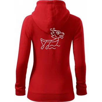 Dámská mikina Dračí loď jednoduchá - Dámská mikina trendy zipper s kapucí - L ( Červená )