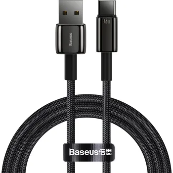 Datový kabel Baseus Tungsten Gold USB-C 1 m černý