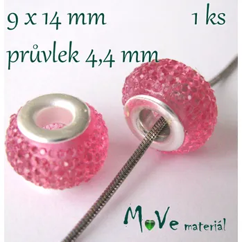 Dětské navlékací korálky Korálek s šir.průvlekem pryskyřičný/1kus, malinový