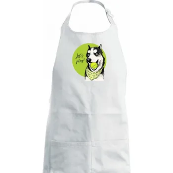 Kuchyňská zástěra Husky - lets play - Dámská zástěra na vaření - Univerzální velikost ( Bílá )