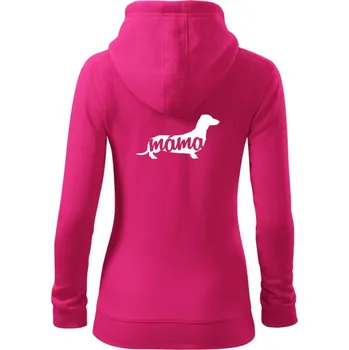 Dámská mikina Jezevčík krátkosrstý máma obrys - Dámská mikina trendy zipper s kapucí - S ( Purpurová )