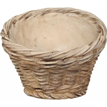 Obal na květináč Hnědý šikmý obal na květináč s proutěným vzorem Corte - Ø 14*11,5cm