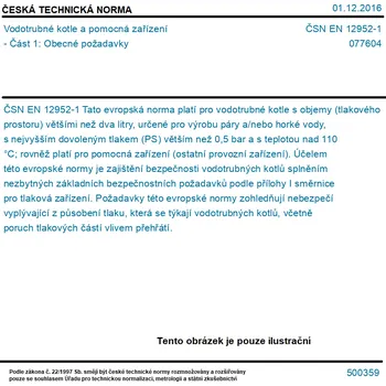 ČSN EN 12952-1 - Vodotrubné kotle a pomocná zařízení - Část 1: Obecné požadavky - Tisk