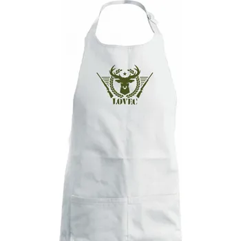 Kuchyňská zástěra Lovec - jelen a zbrane - Dámská zástěra na vaření - Univerzální velikost ( Bílá )