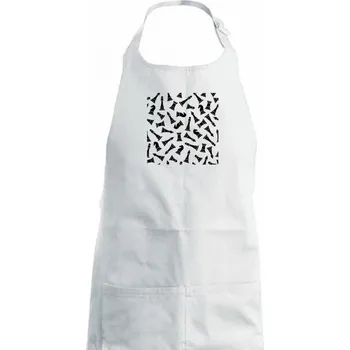 Kuchyňská zástěra Šachové figurky ve čtverci - Dámská zástěra na vaření - Univerzální velikost ( Bílá )