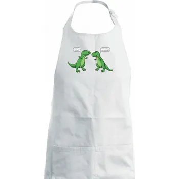 Kuchyňská zástěra T-Rex - krátké ruce (Hana-creative) - Dámská zástěra na vaření - Univerzální velikost ( Bílá )
