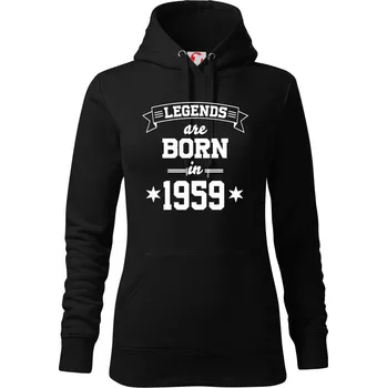 Dámská mikina Legends are born in 1959 - Mikina dámská Cape s kapucí - XL ( Černá )