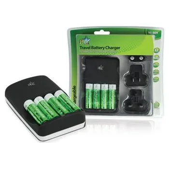 Záložní baterie HQ Cestovní nabíječka AA/AAA Ni-MH + 4ks AA 2700mAh (HQ-CH04-27)