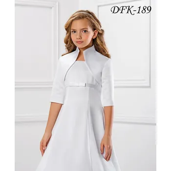 Dívčí šaty Dětské saténové svatební bolerko s vyšším límcem a 3/4 rukávem DFK-189 Barva: ivory, Vybraná velikost: velikost 158