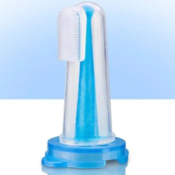 Držák na kartáček Reer zubní kartáček na prst s krytem modrý