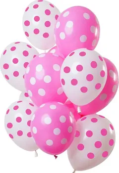 Balónek Folat Latexové balónky Dots Pink/White 12 ks