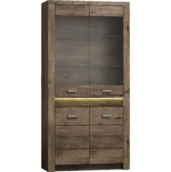 Knihovna Prosklená vitrína jasan tmavý INDIANAPOLIS I3