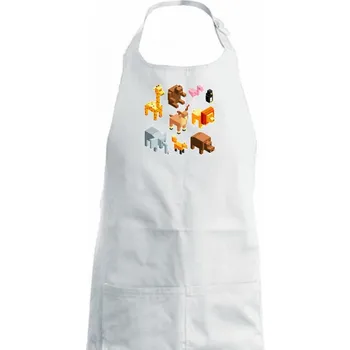 Kuchyňská zástěra 3D zvířátka - Dámská zástěra na vaření - Univerzální velikost ( Bílá )
