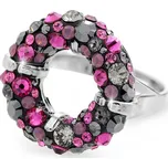 Stříbrný nápaditý prsten kruh s krystaly Swarovski Fuchsia (Stříbro 925/1000)