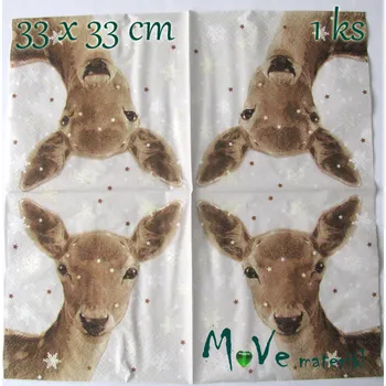 Papírový ubrousek Ubrousek na decoupage 33 x 33cm 1ks, srnka