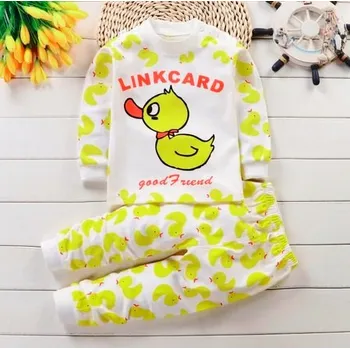 Čína Dětská animovaná pyžámka s dlouhým rukávem a kalhotama Varianta: kačenka, bílo-žlutá, Velikost: 80 (18M)