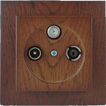 vypínač ELITE - TV-R-SAT zásuvka koncová - tmavé dřevo - vlašský ořech (ZETRSK-D3)