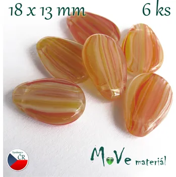 Dětské navlékací korálky České skleněné rezavohnědé žíhané slzičky 6ks