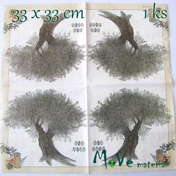 Papírový ubrousek Ubrousek na decoupage 33 x 33cm 1ks, olivovník