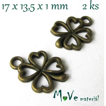 Přívěsek Přívěsek ČTYŘLÍSTEK 17x13,5x1mm/2ks, staromosaz