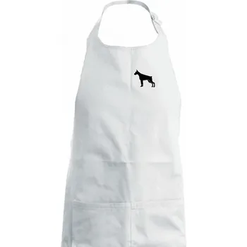 Kuchyňská zástěra Dobrman ikona prso - Dětská zástěra na vaření - Univerzální velikost ( Bílá )