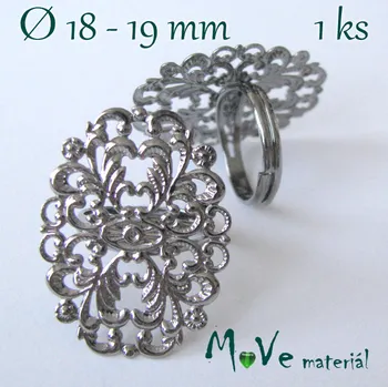 Prsten Prstýnek filigrán-polotovar 18mm, antracit 1 ks